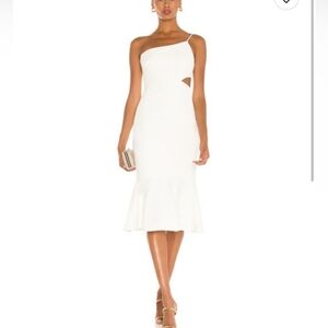 NWT LIKELY Fina One Shoulder Midi Dress with Side Cut Out